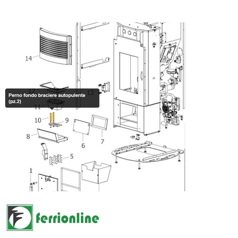 Perno fondo braciere autopulente (pz.2) cod. 41201601400 Perno fondo braciere autopulente (pz.2) cod. 41201601400